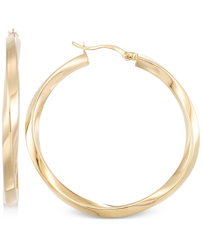Macy's - Polished Twist Hoop Earrings in 14k Gold Over Silver or 14k White Gold Over Silver