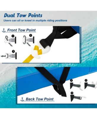 2 Person Water Sport Inflatable Towable Tubes for Boating-Blue