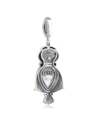 Sterling Silver Picture Jasper and Howlite Owl Pendant Enhancer