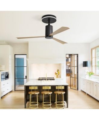 52-inch Modern Minimalist Black 3-Blade Ceiling Fans with Remote Control and Timing Function