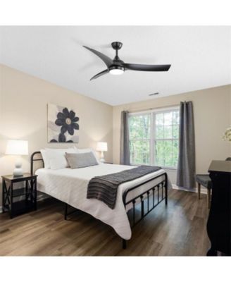 52-inch Modern Black Standard 3-Blade Ceiling Fan With Remote and Led Light