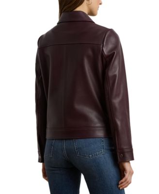 Women's Buttoned Leather Jacket