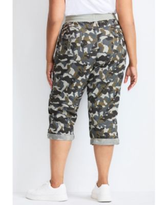 Women's Plus Size Cotton Roll Up Capri