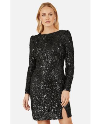 Women's Sequin Long Sleeve Fitted Dress