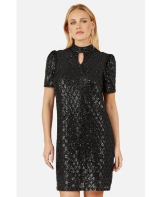 Women's Sequin Chevron Pattern Tunic Dress