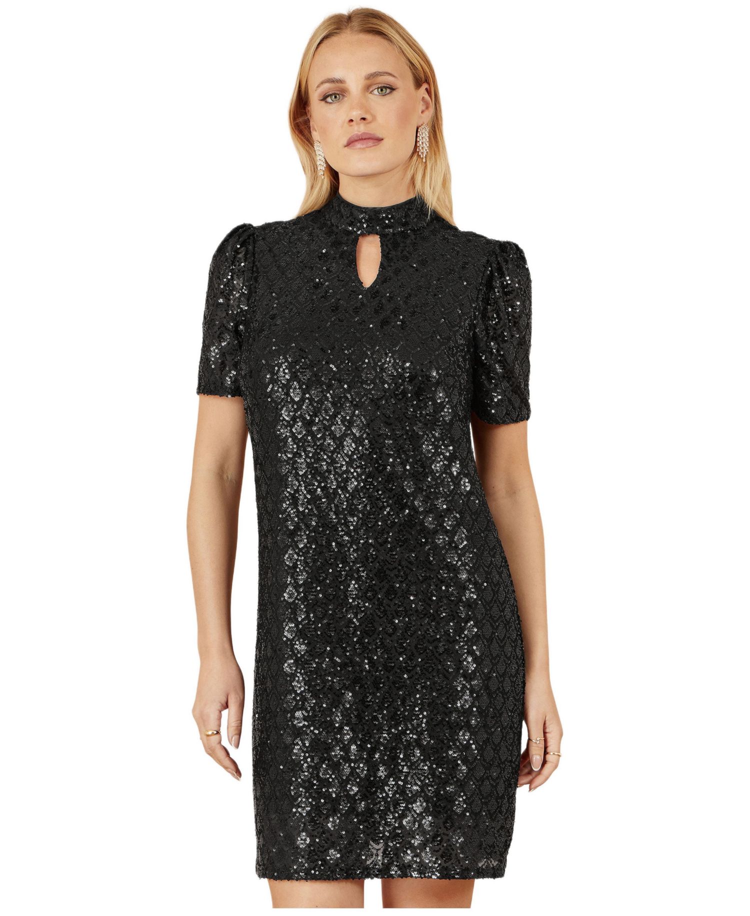 Women's Sequin Chevron Pattern Tunic Dress
