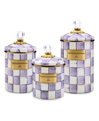 Violet Check Handmade Small Canister