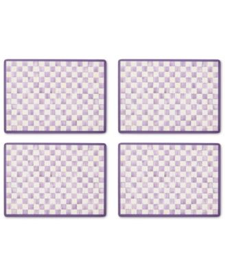 Violet Check Cork Back Handmade Placemats, Set of 4