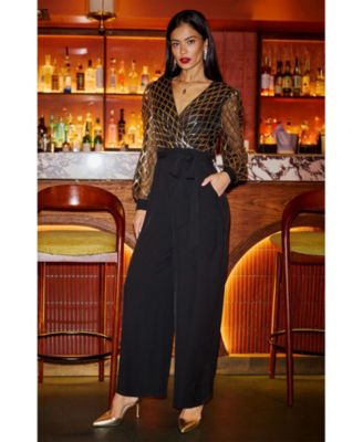 Women's Sequin Wrap Over Jumpsuit