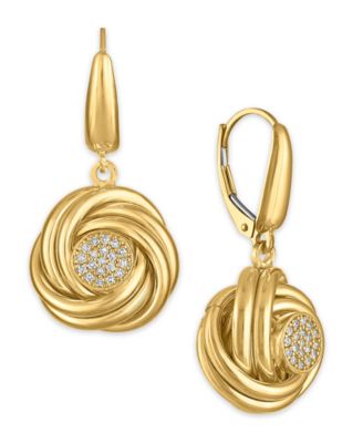 Diamond Love Knot Leverback Earrings (1/5 ct. t.w.) in 14k Gold over Sterling Silver
