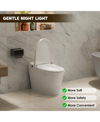 Heated Seat Dual Flush Smart Bathroom Fixture With Night Light, Foot Sensor Flush, Blackout Flush