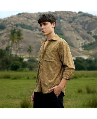 Men's Olive Green Faded Corduroy Oversized Shirt