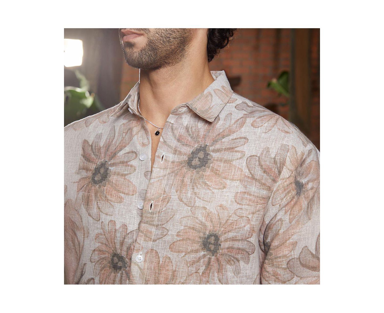 Men's Chesntnut Brown Gloomy Daisy Shirt