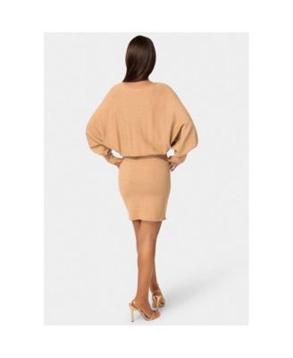 Women's Scoop Neck Bloudson Sweater Midi Dress