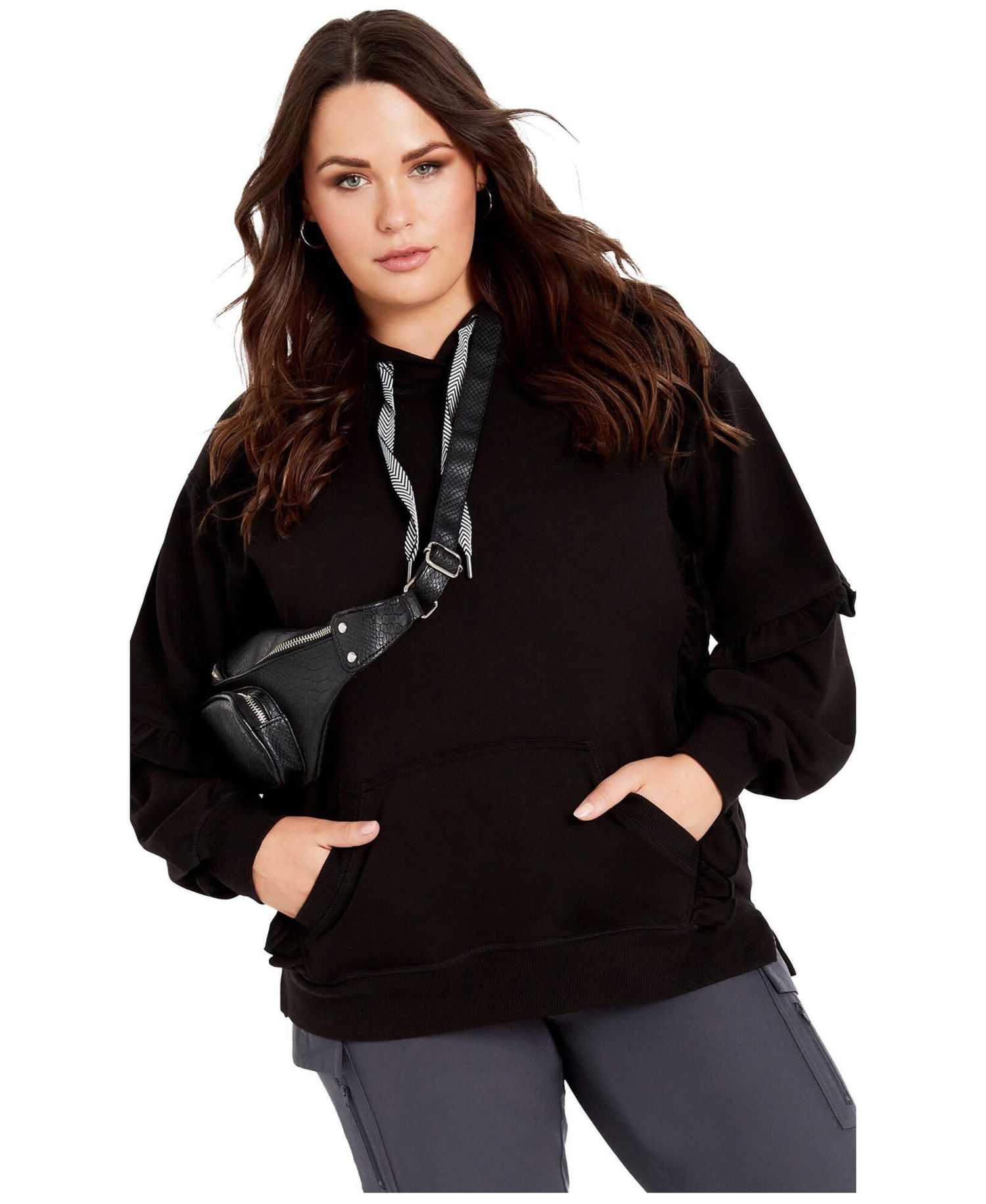 Women's Frill Plain Hoodie