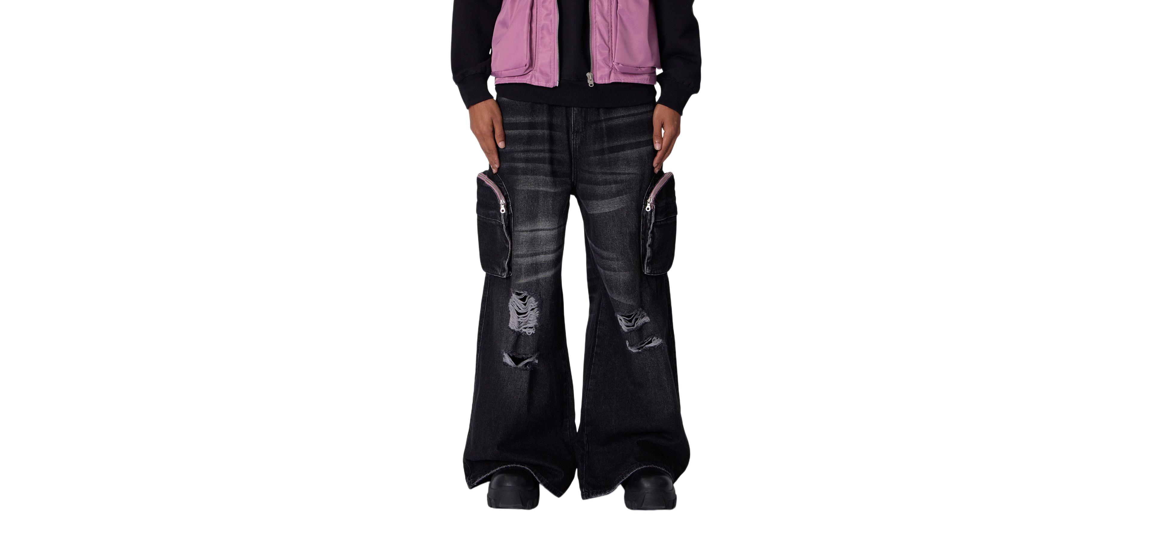 mnml Men's C23 Rave Double Cargo Denim Jeans