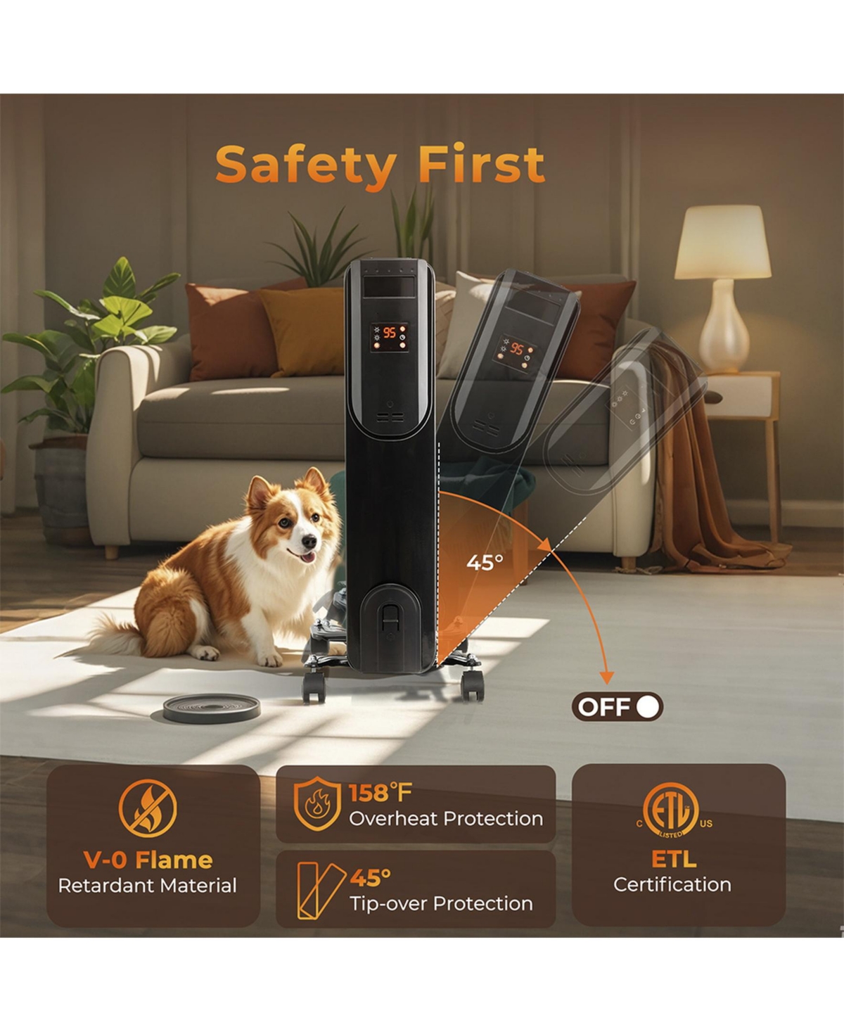 Sugift- Oil Filled Radiator Heater with Adjustable Thermostat