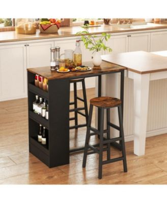 3 Pieces Bar Table Set with Storage