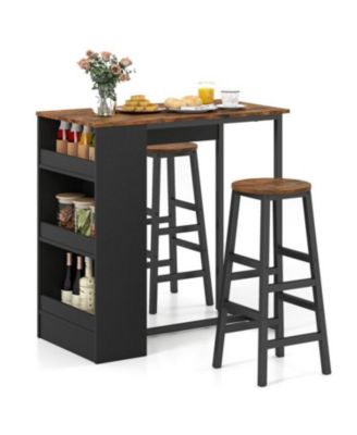 3 Pieces Bar Table Set with Storage