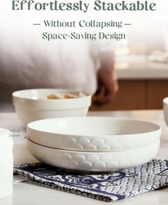 54 oz Large Salad Serving Bowls, Ceramic Soup Bowls, 10'' Plates Bowls Set of 4 for Kitchen Meal Prep