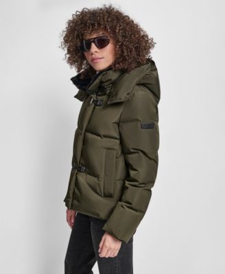 Women's Shirt Toggle Hooded Puffer Coat