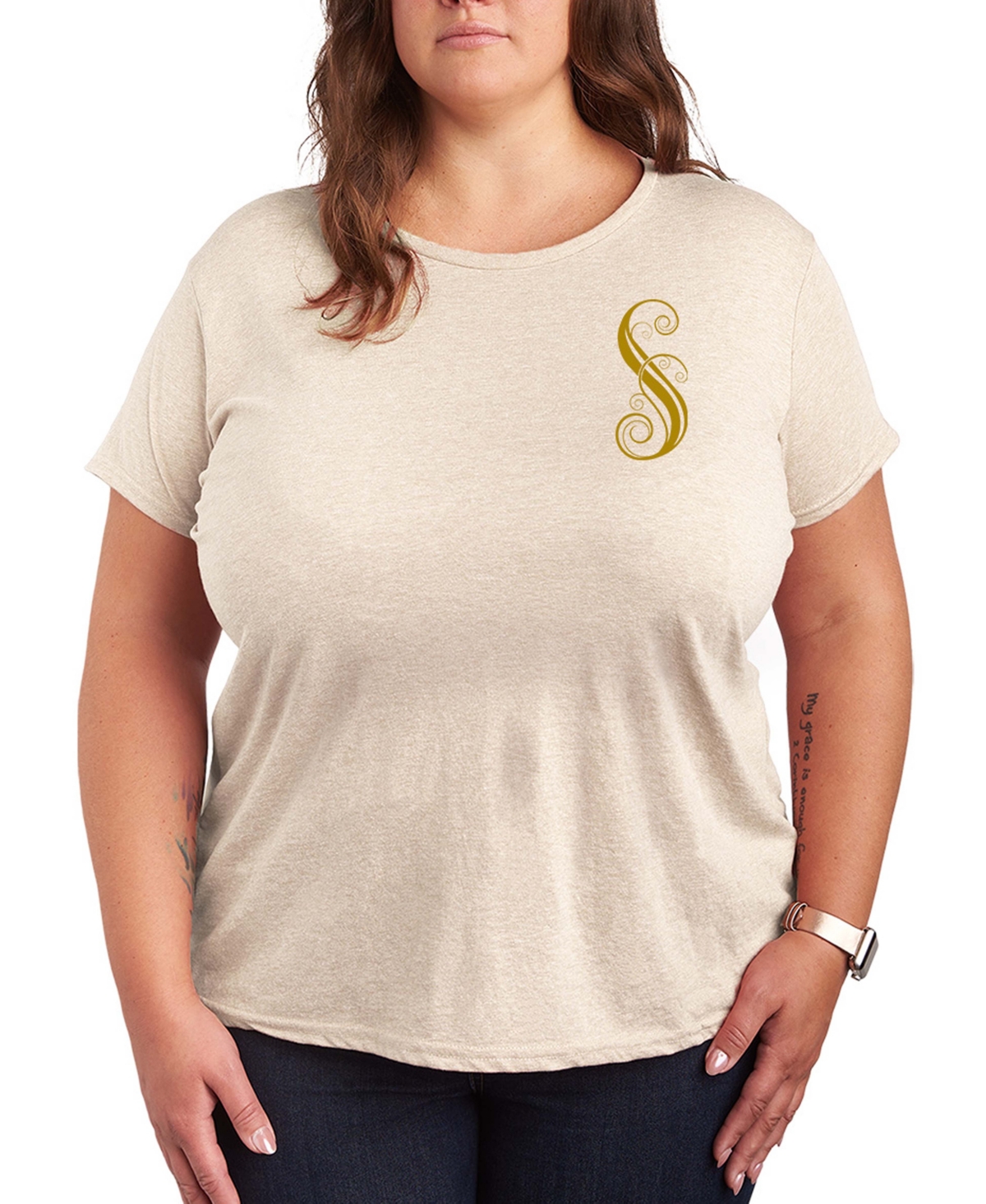 Hybrid Apparel Plus Size Short Sleeve Graphic T-shirt In Neutral