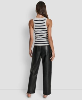 Women's Sleeveless Sequin & Stripe Scoop Neck Tank Top