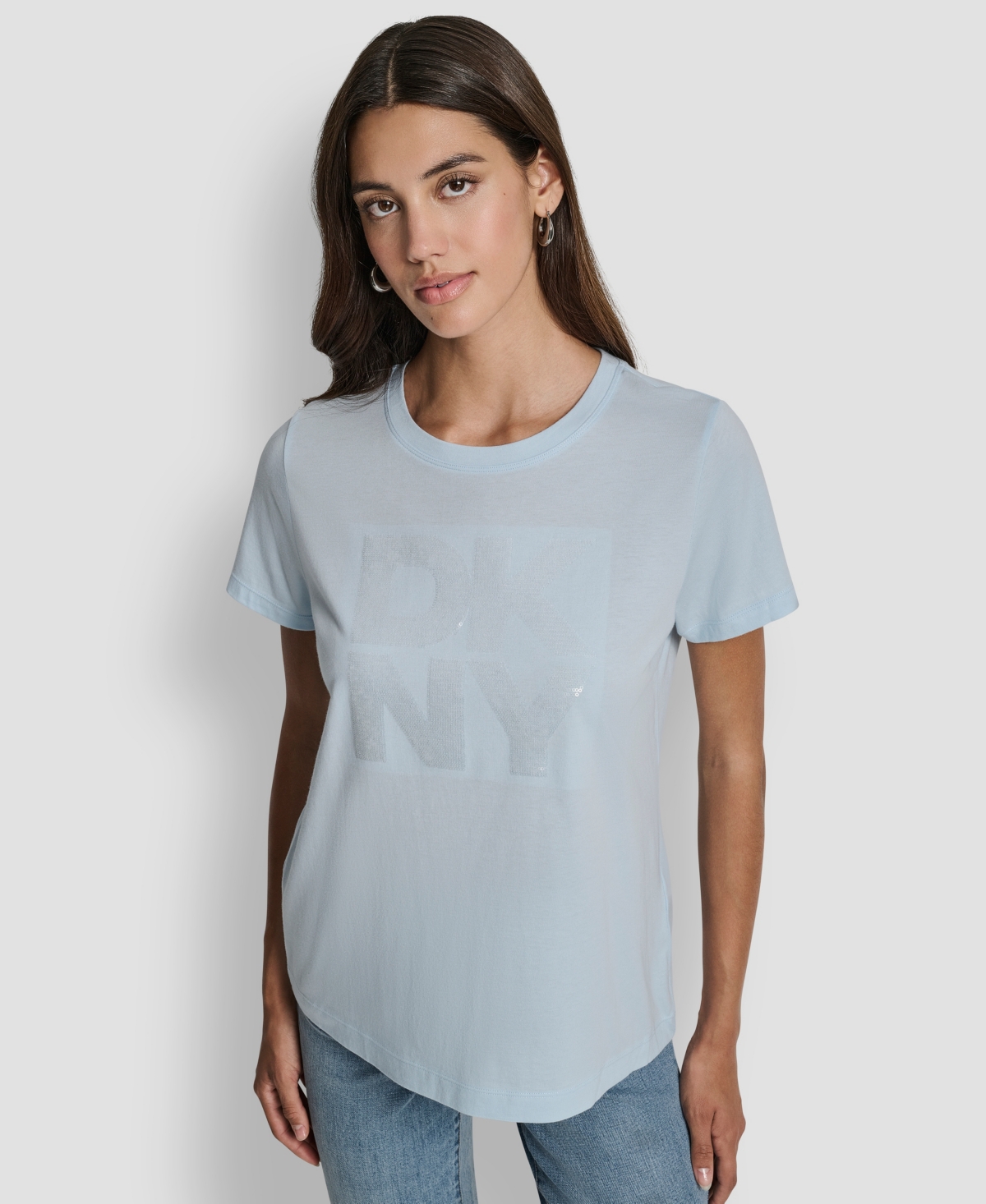 Dkny Jeans Women's Embellished Logo Detail Crewneck T-Shirt