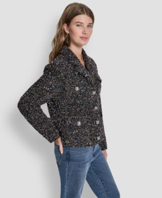 Women's Sequin Boucle Button -Front Jacket