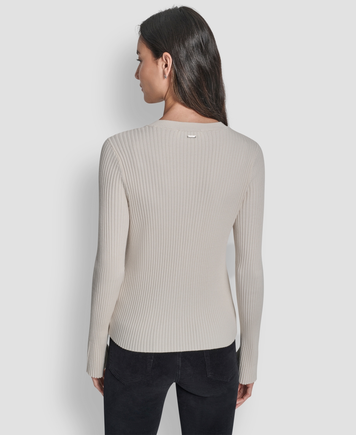 Dkny Jeans Women's Long-Sleeve Ribbed Rhinestone Button Cardigan Sweater