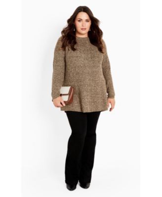 Women's Plus Size Tia Curved Hem Tunic Sweater