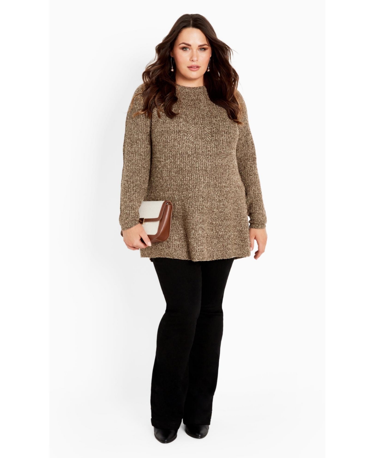 Avenue Women's Plus Tia Curved Hem Tunic Sweater