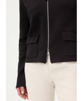 Women's Collared Zip Front Cardigan