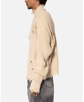 Men's Distressed Crop Knit Sweater