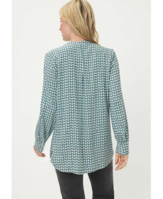 Women's Lightweight Dot-Print Button-Up Shirt tees