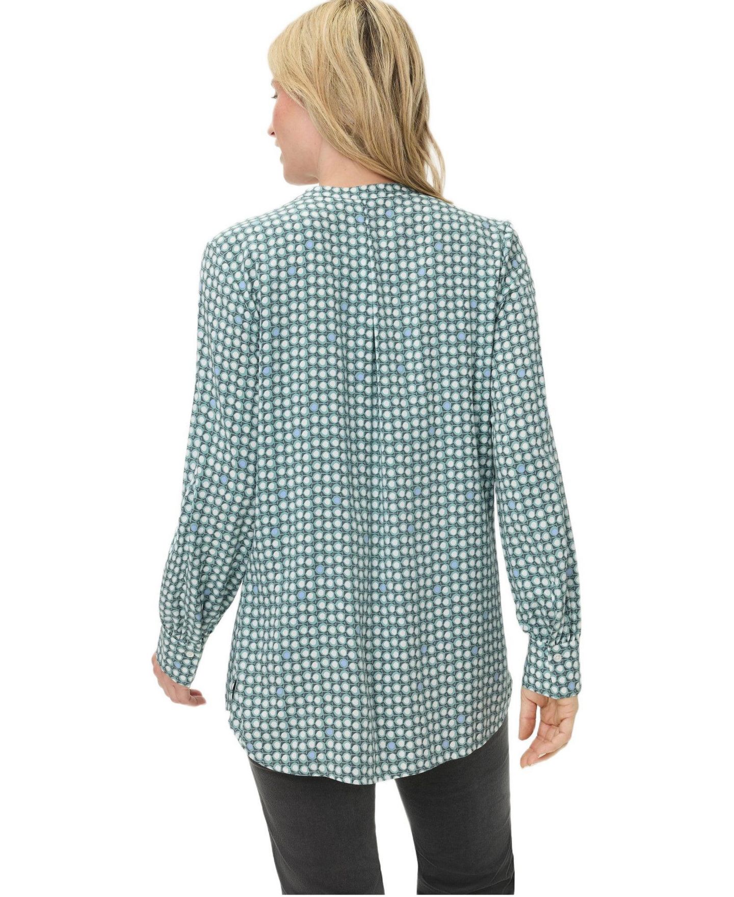 Женские футболки Olsen Lightweight Dot-Print Button-Up Shirt tees, цвет: Тёмный мятный — фото 2