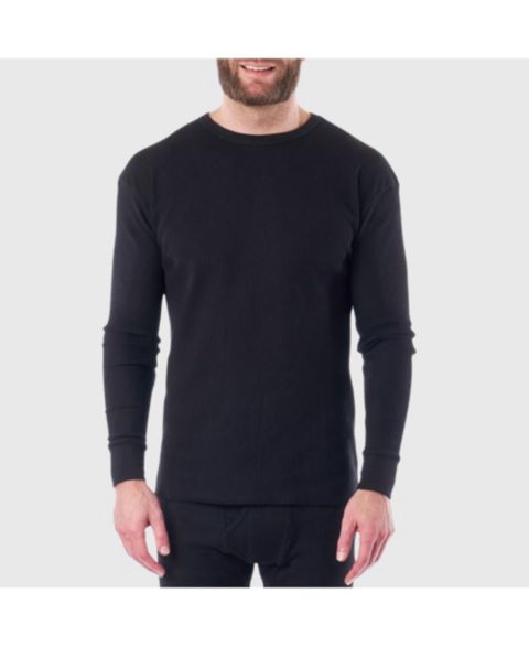 Мужская рубашка Alpine Swiss Thermal Long Sleeve Top Waffle Knit Shirt Base Layer Underwear, цвет: Чёрный
