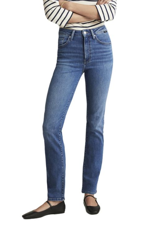 Женские джинсы Mavi Jeans Kendra Straight Leg In Mid Brushed Flex Denim, цвет: Синий