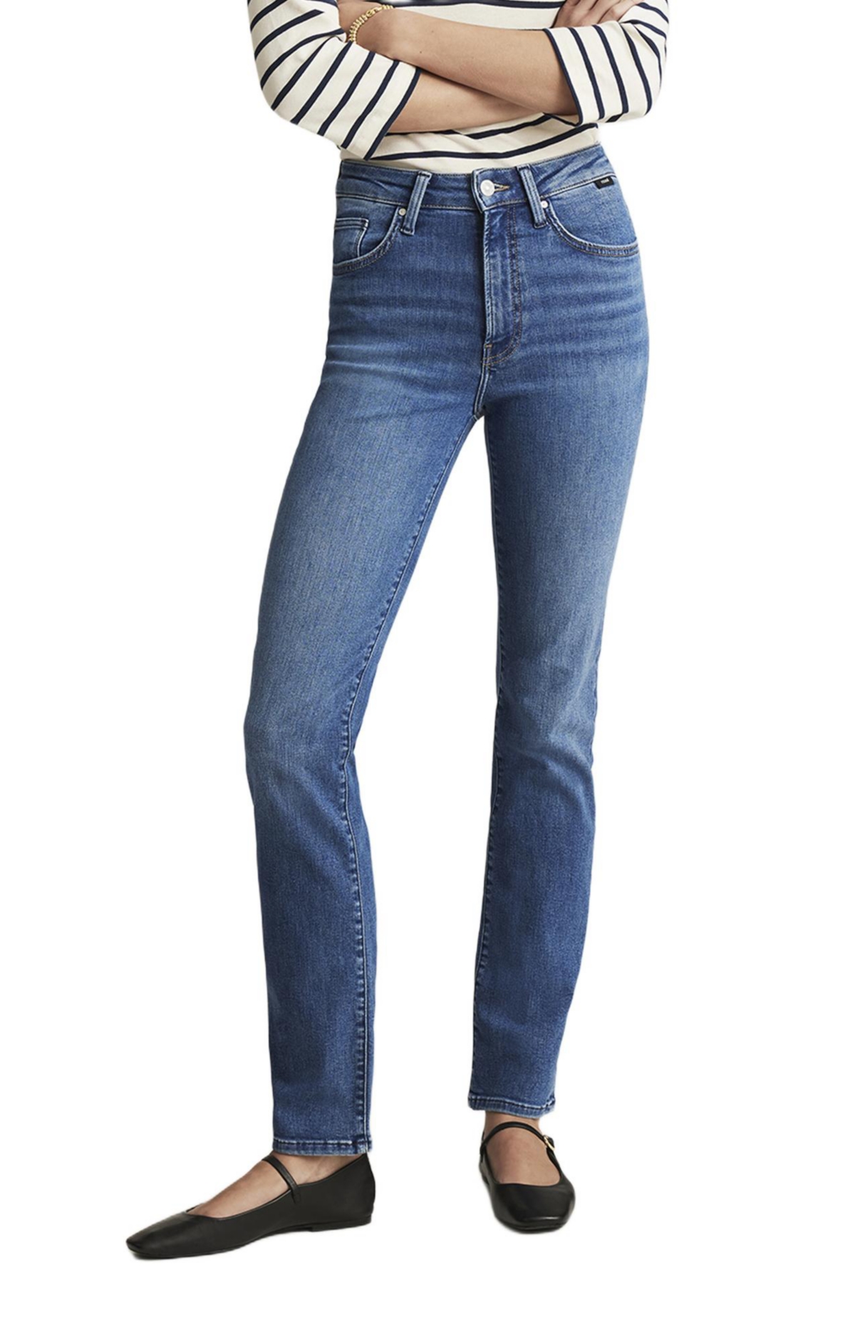 Mavi Jeans Women's Kendra Straight Leg Mid Brushed Flex Blue