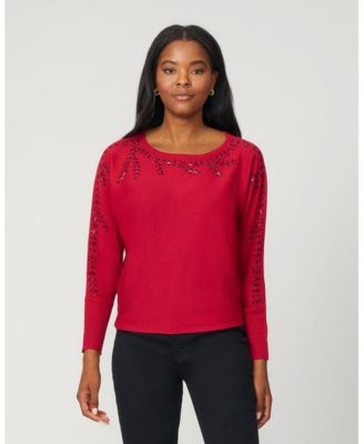 Women's Floral Hotfix Dolman Sweater
