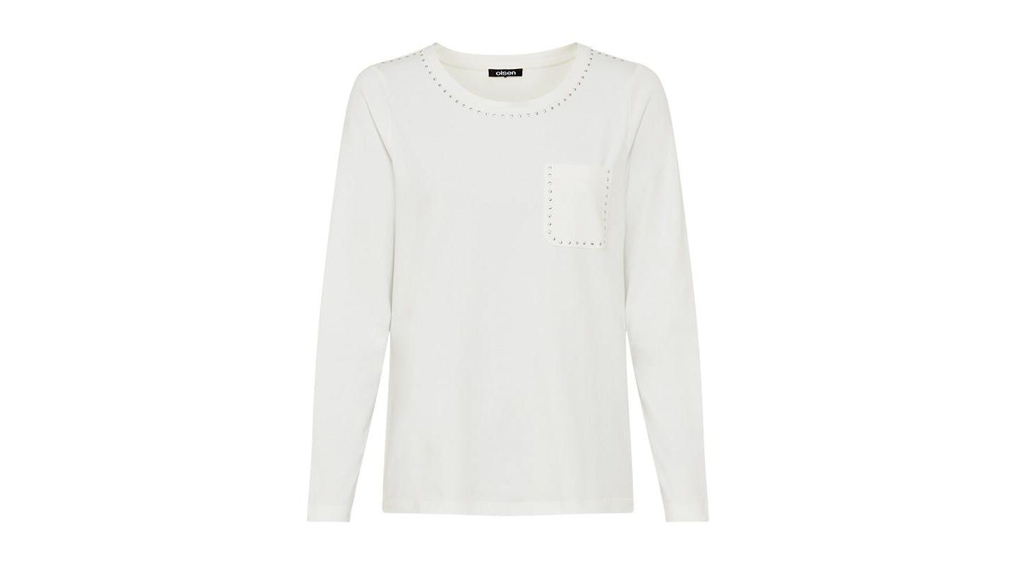 Женская футболка Olsen Studded Trim, Casual, Stylish, цвет: Молочный белый — фото 4