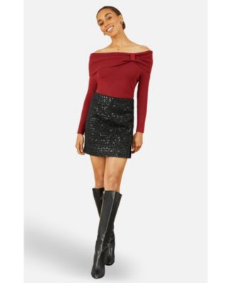 Women's Bardot Sweater With Diamante Detail