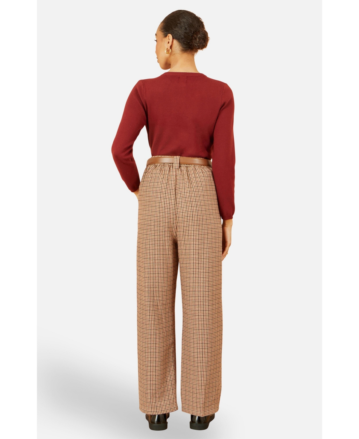 Yumi Women's Check Wide Leg Pants