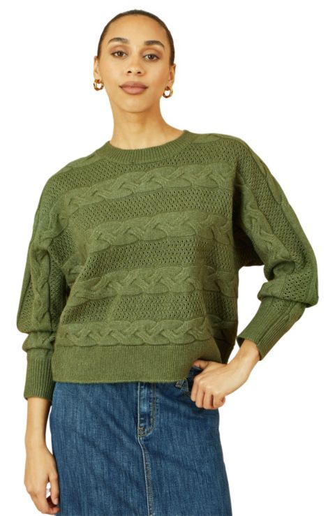 Женский свитер Yumi Women's Cable Knit Relaxed Fit Jumper, цвет: Зелёный