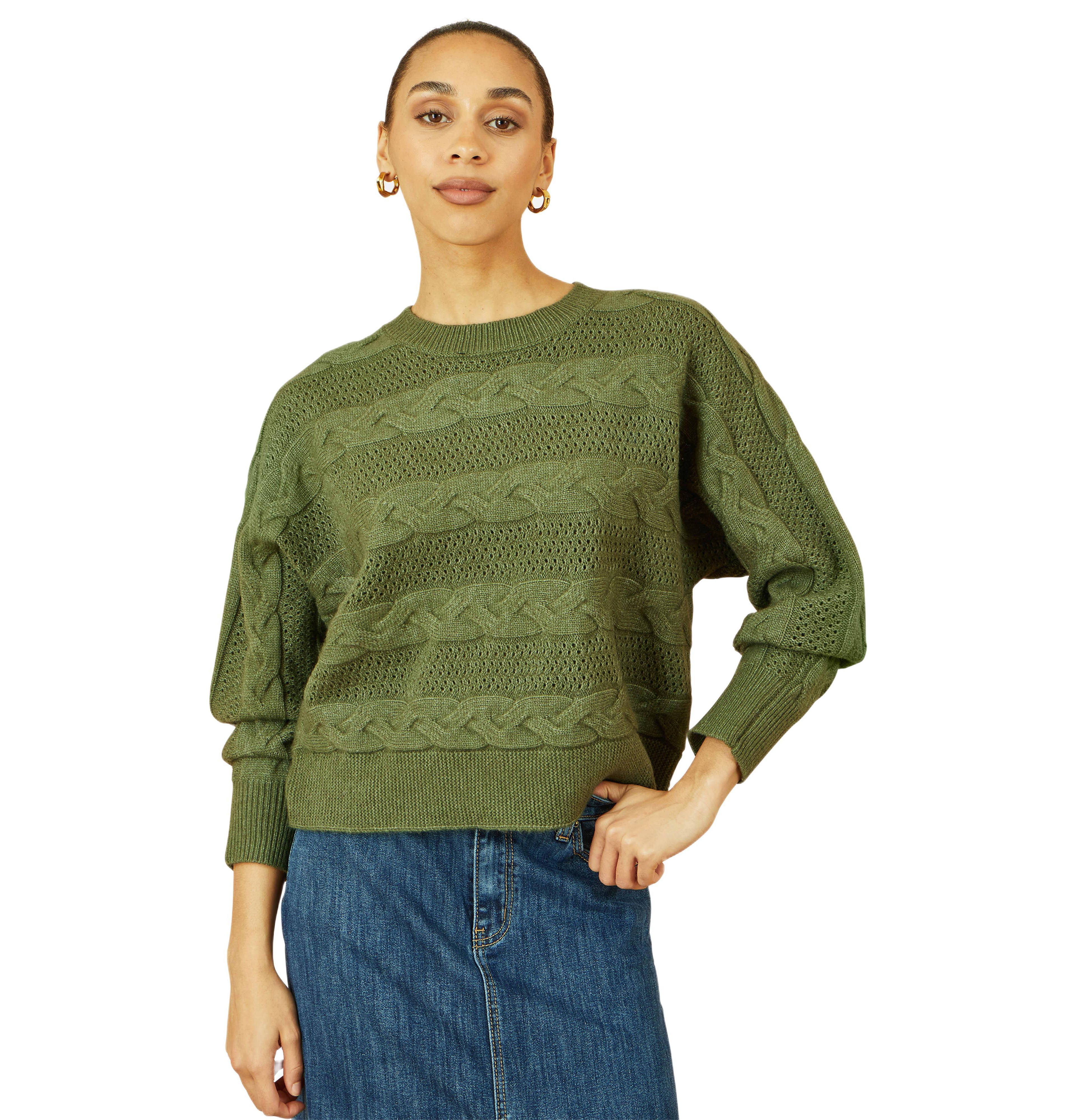 Yumi Women's Cable Knit Relaxed Fit Jumper