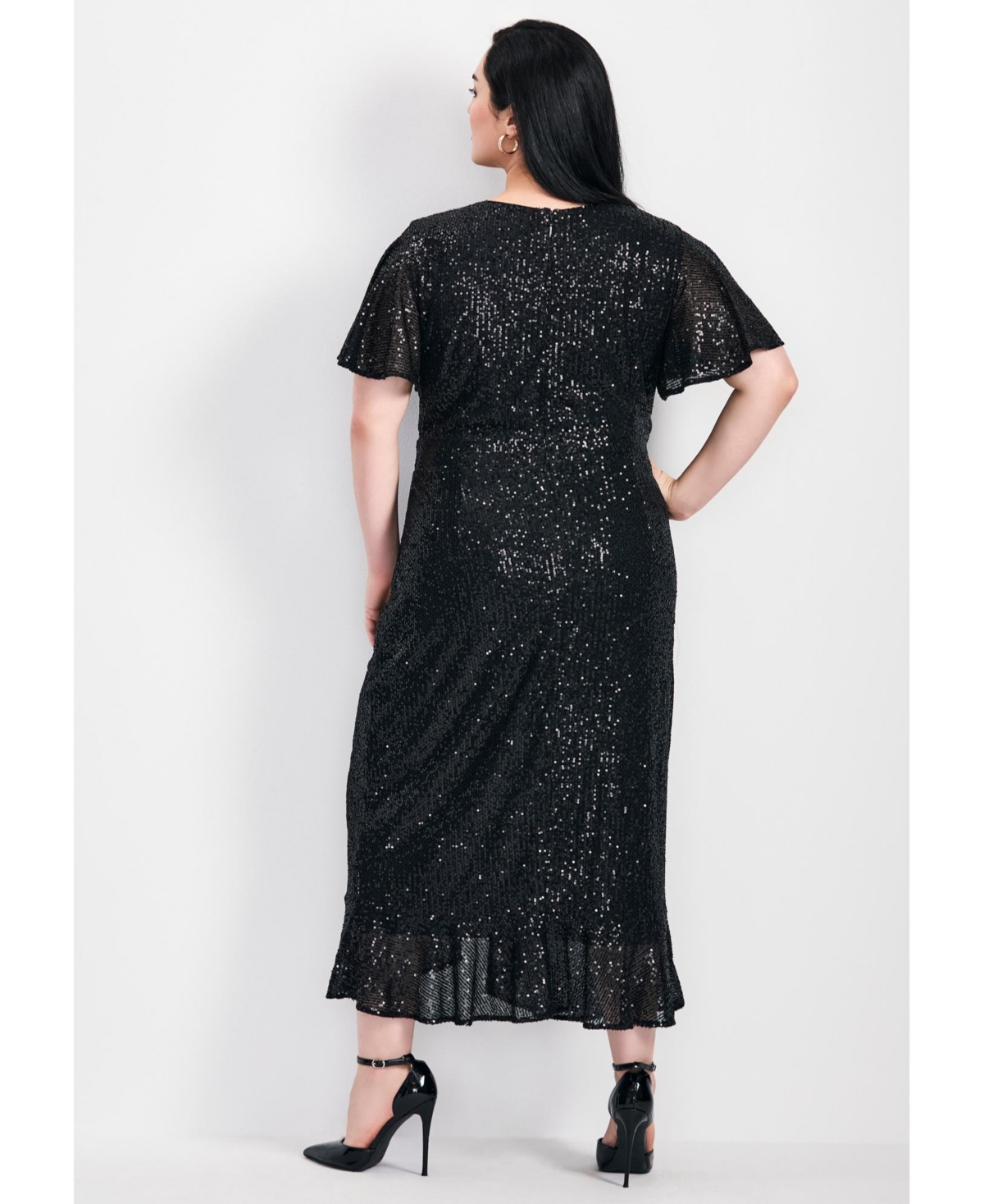 Avenue Women's Plus Nina Sequin Wrap Dress