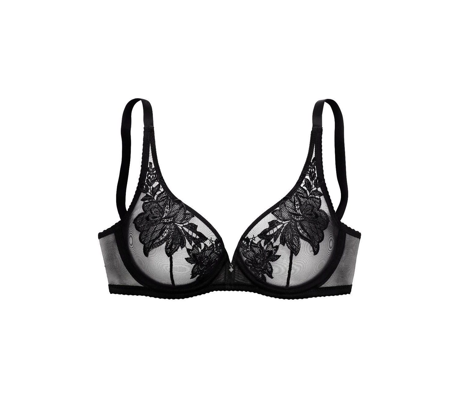 Women's Floral Print Sheer Everyday Comfort Non-Padded Underwire Bra
