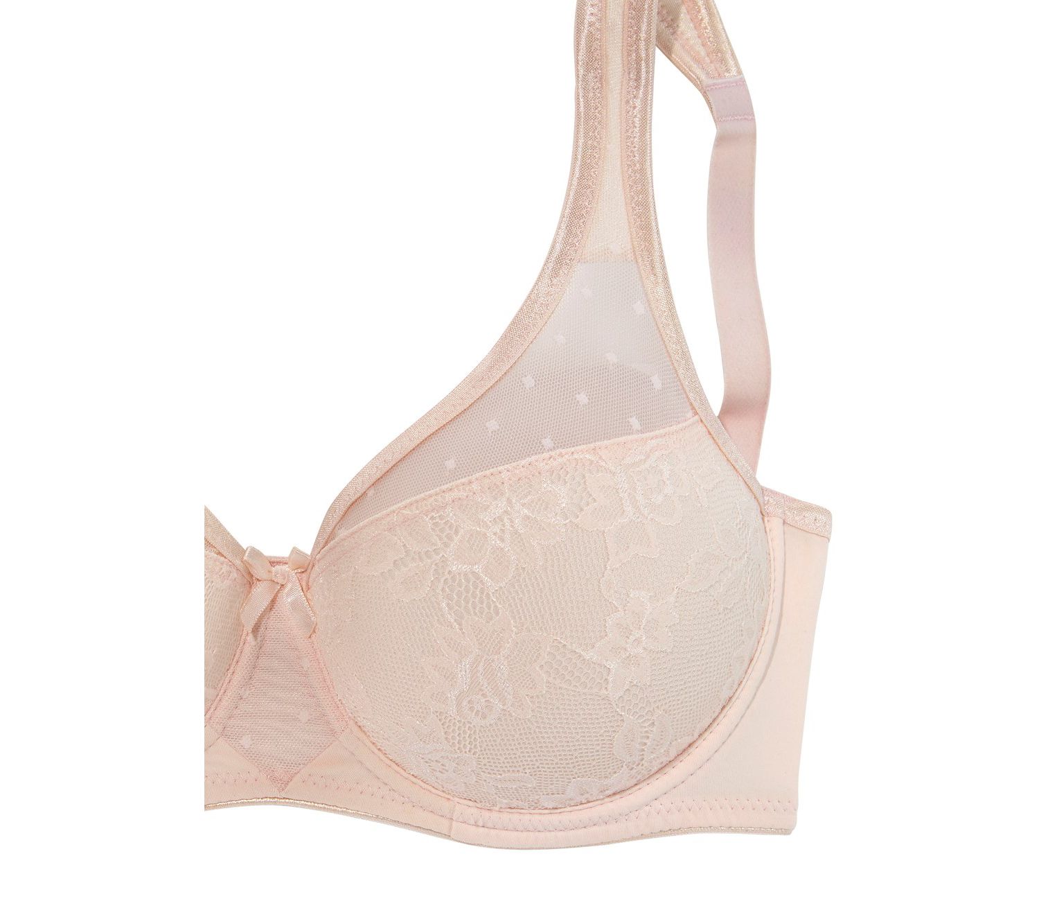 Women's Lace Overlay Underwire Minimizer Non-Padded T-Shirt Bra
