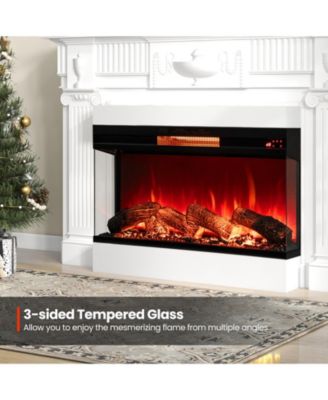 36 Inch 3-Sided 1500W Electric Fireplace with 7-Color Flame