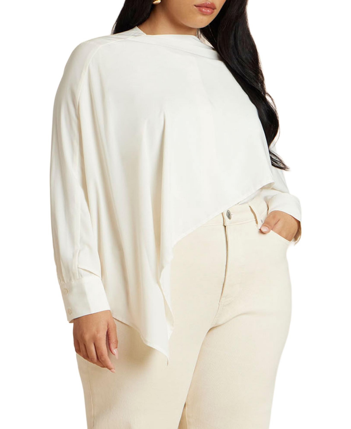 Eloquii Women's Button Up Top With Neck Cape